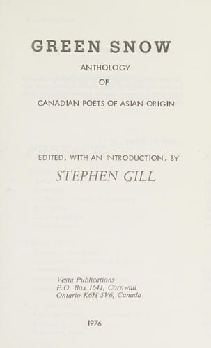 Green snow: anthology of Canadian poets of Asian origin