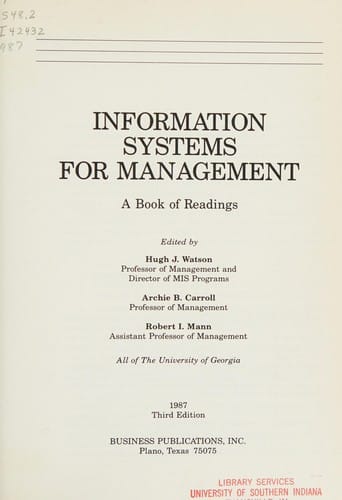Information systems for management: a book of readings
