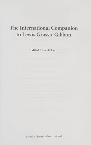 International Companion to Lewis Grassic Gibbon