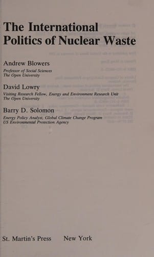 The international politics of nuclear waste