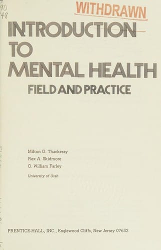 Introduction to mental health, field and practice