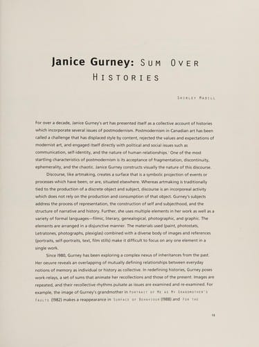 Janice Gurney: sum over histories.