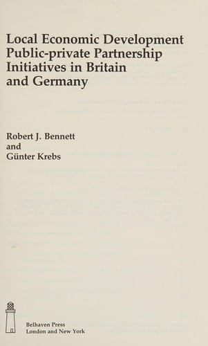 Local economic development: public-private partnership initiatives in Britain and Germany