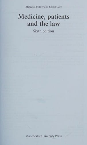 Medicine, Patients and the Law