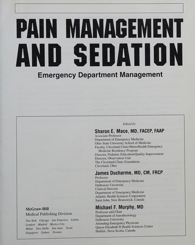 Pain management and sedation: emergency department management