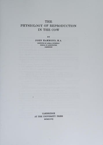 Physiology of Reproduction in the Cow