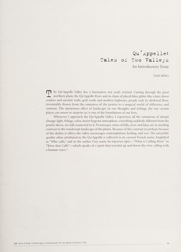 Qu'Appelle: tales of two valleys