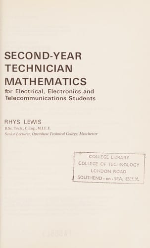 Second Year Technician Mathematics for Electrical, Electronics and Telecommunications Students