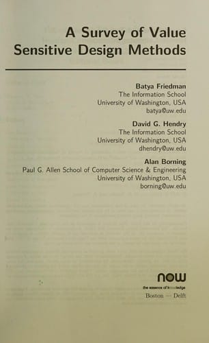 Survey of Value Sensitive Design Methods