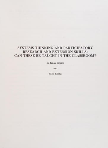 Systems Thinking and Participatory Research and Extension Skills: Can These Be Taught in the Classroom?