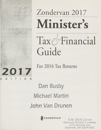 Zondervan 2017 Minister's Tax and Financial Guide: For 2016 Tax Returns