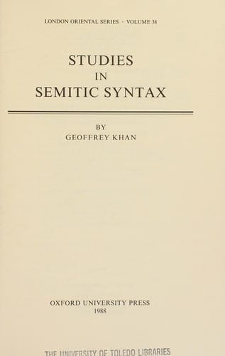 Studies in Semitic syntax