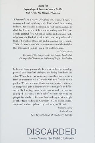 Beginnings: a reverend and a rabbi talk about the stories of Genesis