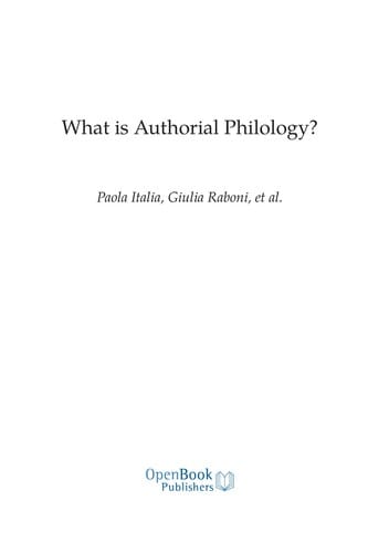 What is Authorial Philology?