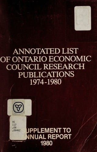 Annotated list of Ontario Economic Council research publications, 1974-1980.