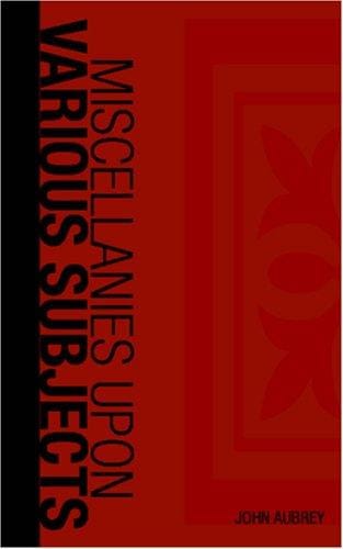 Miscellanies Upon Various Subjects