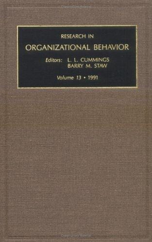 Research in Organizational Behaviour: Vol 13 (Research in Organizational Behavior)