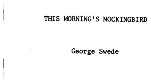 This Morning's Mockingbird