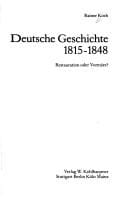 Deutsche Geschichte, 1815-1848: Restauration oder Vormarz?