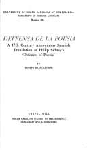 Deffensa de la poesia: a XVII century anonymous Spanish translation of Philip Sidney's Defence of poesie