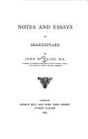Notes and essays on Shakespeare.
