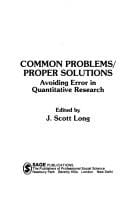 Common Problems/Proper Solutions: Avoiding Error in Quantitative Research (SAGE Focus Editions)