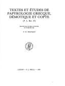 Textes Et Etudes De Papyrologie Grecque, Demotique Et Copte (Papyrologica Lugduno-Batava)