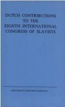 Dutch Contributions to the 8th International Congress of Slavists