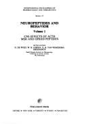 Neuropeptides and Behavior: Cns Effects of Acth Msh and Opioid Pdptides (International Encyclopedia of Pharmacology and Theraputics)