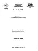 The Second IEEE Conference on Control Applications: September 13-16, 1993: Le Meridien Vancouver H Otel, Vancouver, British Columbia/93Ch3243-3
