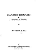 Blooded Thought (PAJ Books)