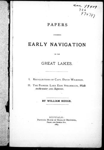 Papers concerning early navigation on the Great Lakes