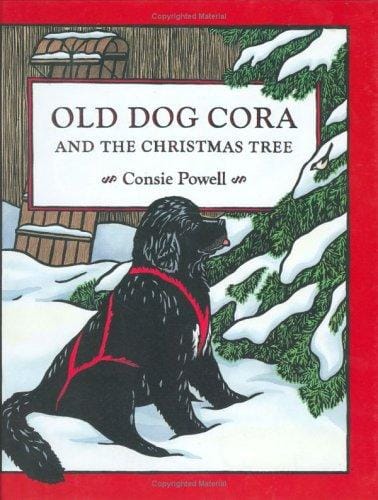 Old dog Cora and the Christmas tree