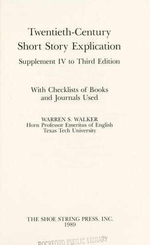 Twentieth-century short story explication: supplement to third edition : with check lists of books and journals used