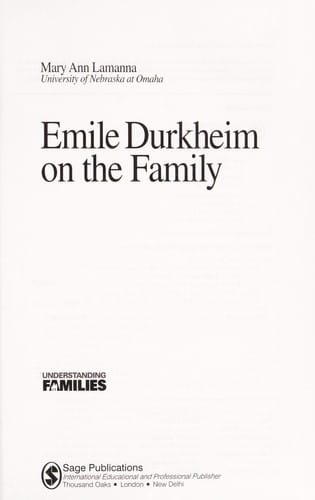 Emile Durkheim on the family