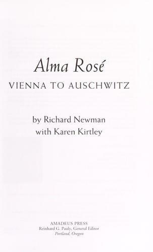 Alma Rosé: Vienna to Auschwitz