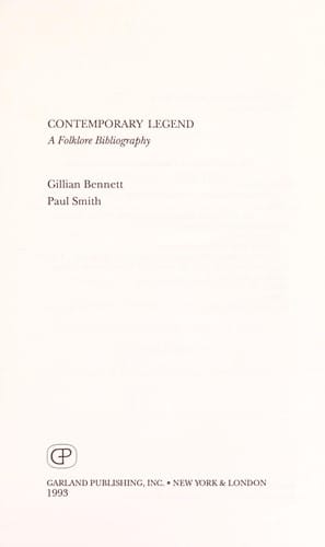 Contemporary legend: a folklore bibliography