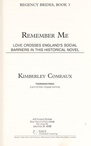 Remember me: love crosses England's social barriers in this historical novel