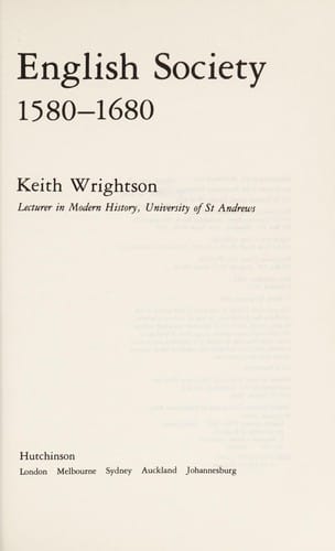 English society, 1580-1680