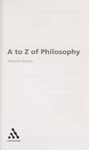 The A to Z of philosophy