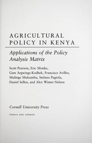 Agricultural policy in Kenya: applications of the policy analysis matrix