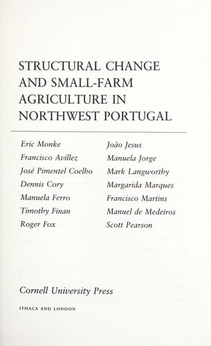 Structural change and small-farm agriculture in Northwest Portugal