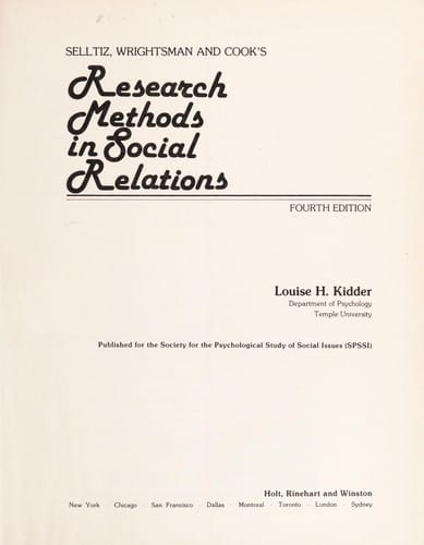Research Methods in Social Relations.
