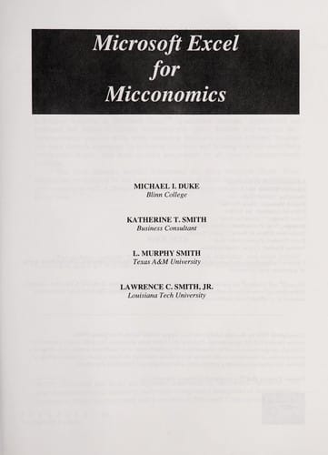 Microsoft Excel for microeconomics