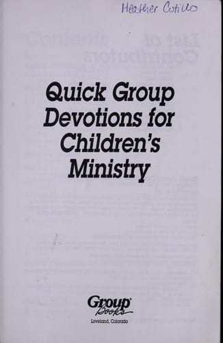 Quick group devotions for children's ministry