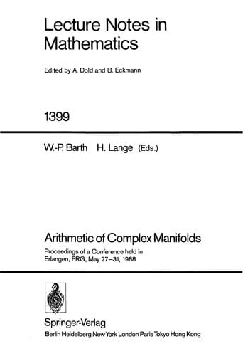Arithmetic of complex manifolds: proceedings of a conference held in Erlangen, FRG, May 27-31, 1988