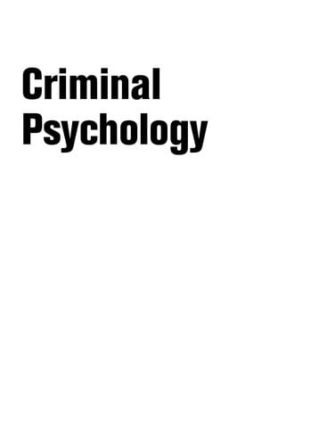 Criminal Psychology: Topics in Applied Psychology