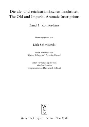 Die Alt-und reichsaramaischen inschriften: the old and imperial aramaic inscriptions : Konkordanz