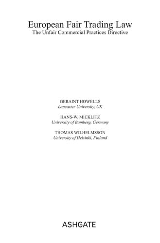 European fair trading law: the unfair commercial practices directive