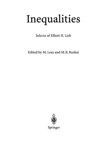 Inequalities: Selecta of Elliott H. Lieb
